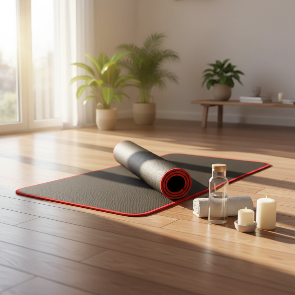 Exercise Mat and Bikram Yoga with 10mm Thick Non-Slip Cushioning for Floor Workouts - Image 2