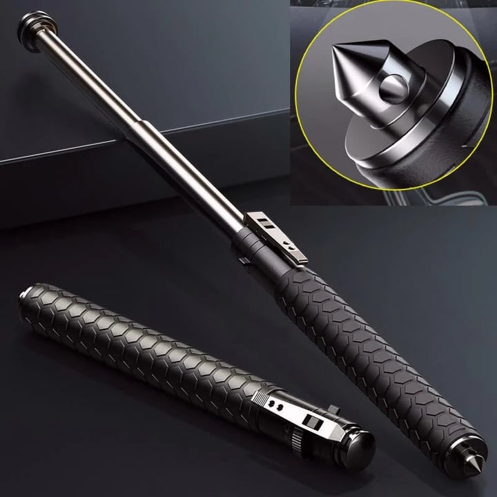 Expandable Collapsible Self Defense Baton with Telescopic Steel Shaft and Glass Breaker Tip - Image 2