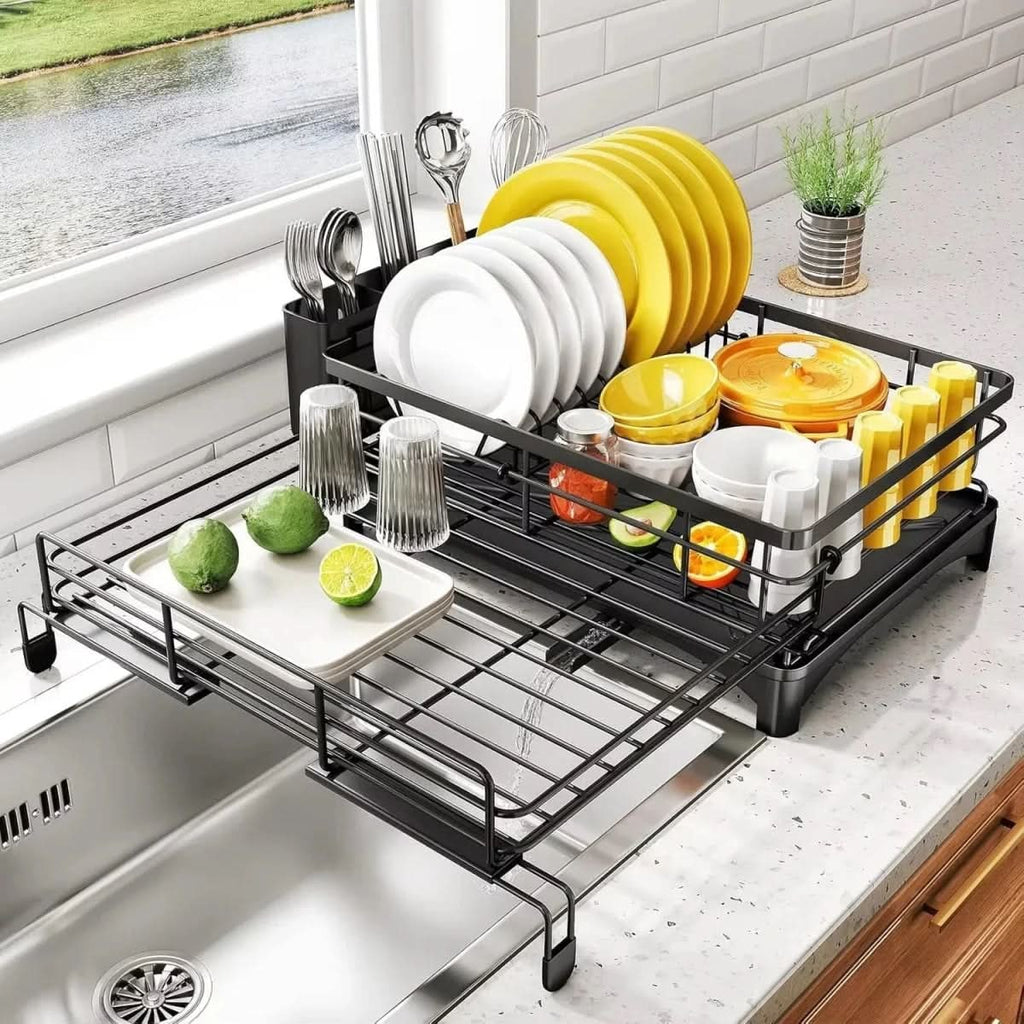 Expandable Dish Drying Rack with Over Sink Extension and Integrated Drip Tray - Image 5