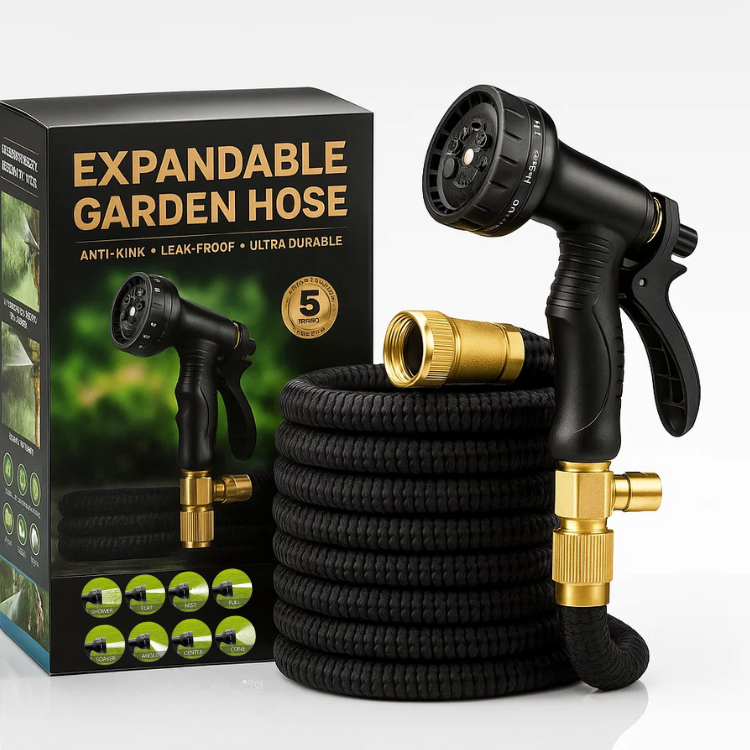Expandable Garden Hose with Flexible Anti-Kink Design 8-Mode Spray Nozzle and Leak-Proof Connectors - Image 1