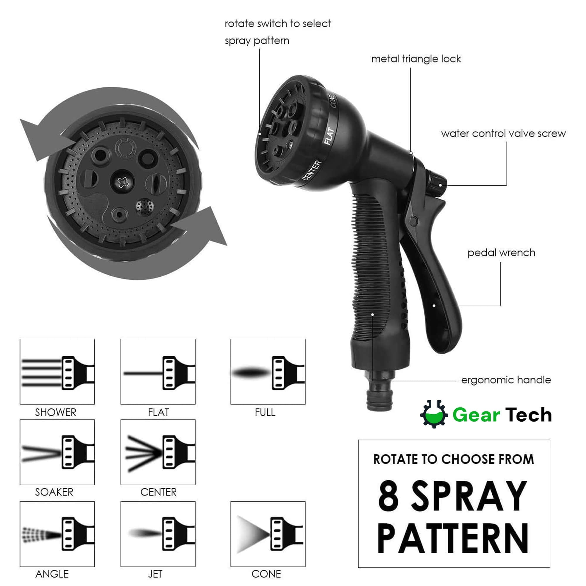 Expandable Garden Hose with Flexible Anti-Kink Design 8-Mode Spray Nozzle and Leak-Proof Connectors - Image 5