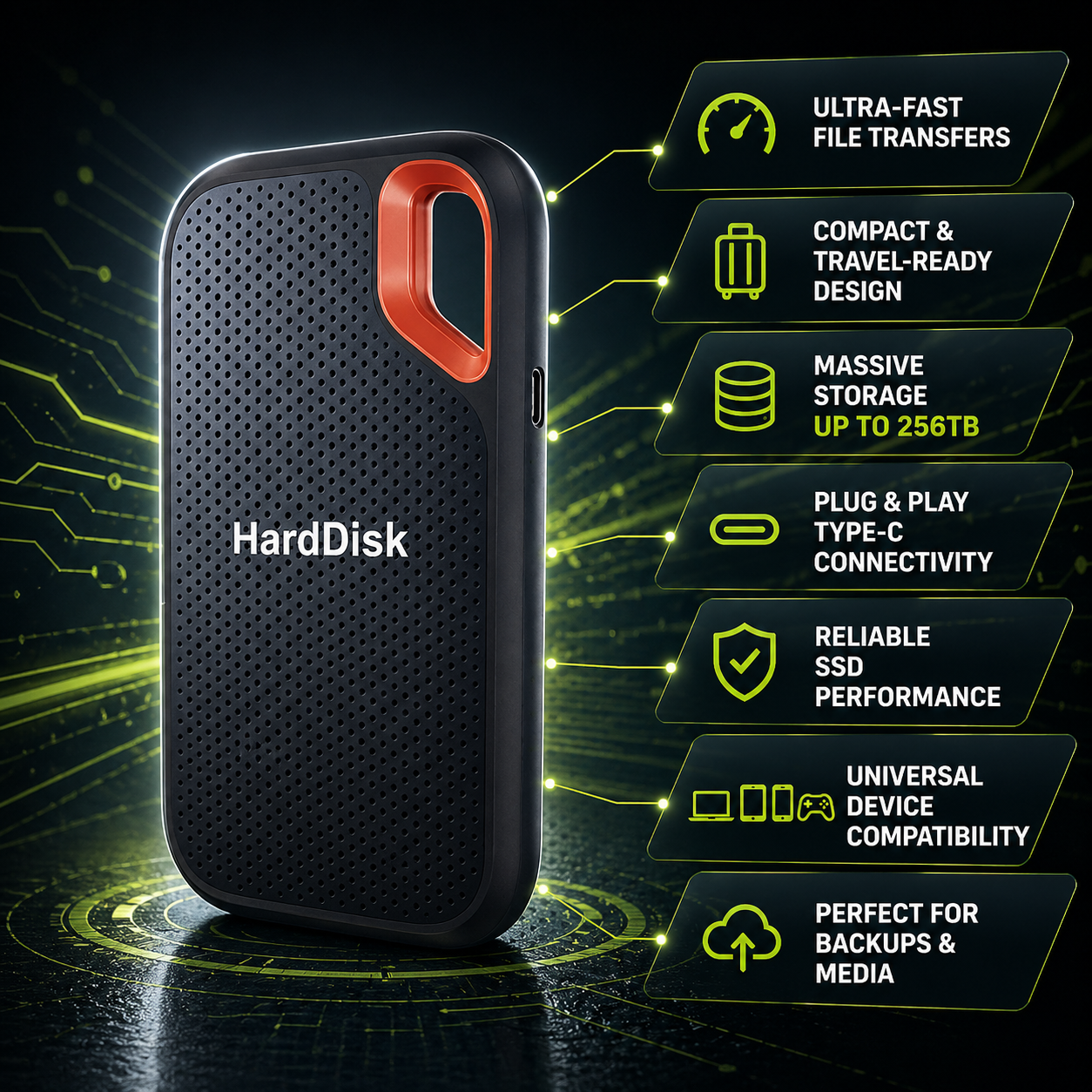 External Ssd Solid State Drive Portable Usb-C Compact Travel Storage - Image 2