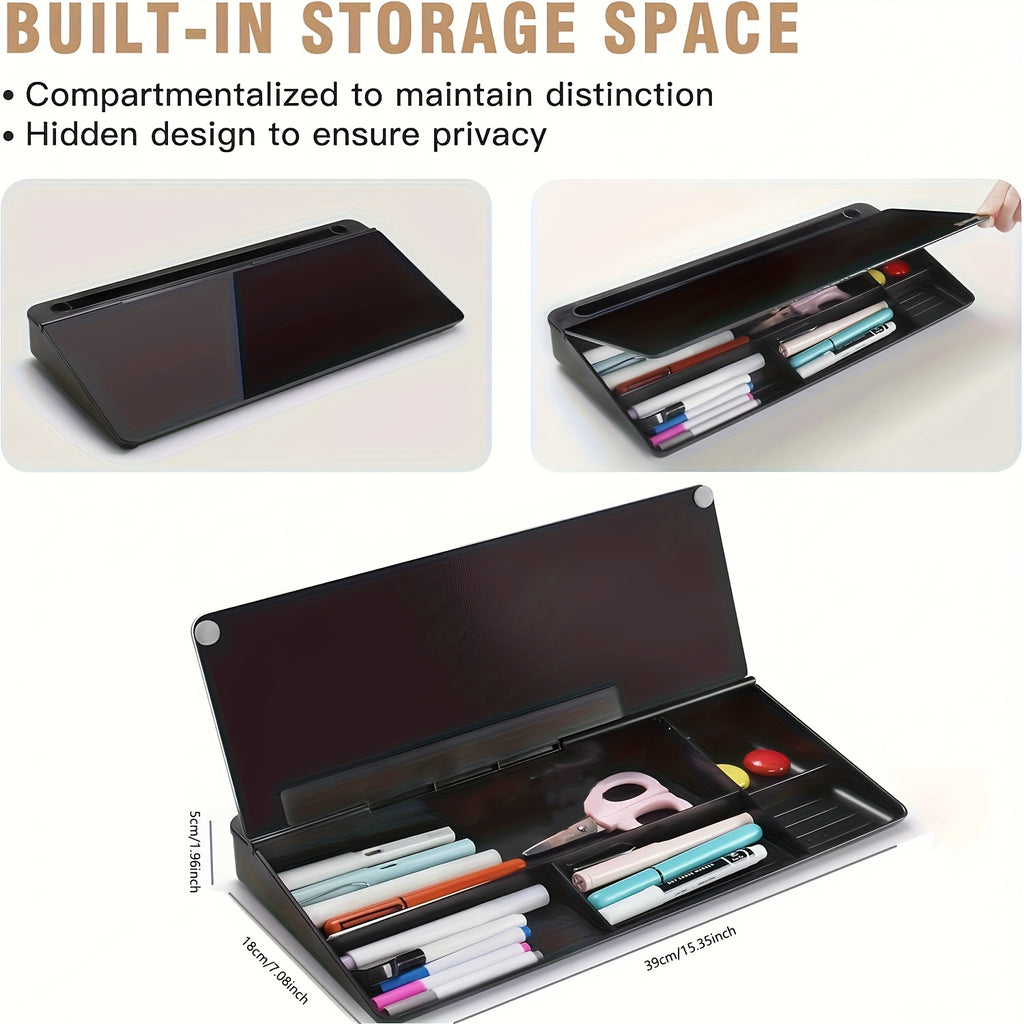 Plexiglass Glass Dry Erase Board with Magnetic Whiteboard Desktop Organizer and Storage