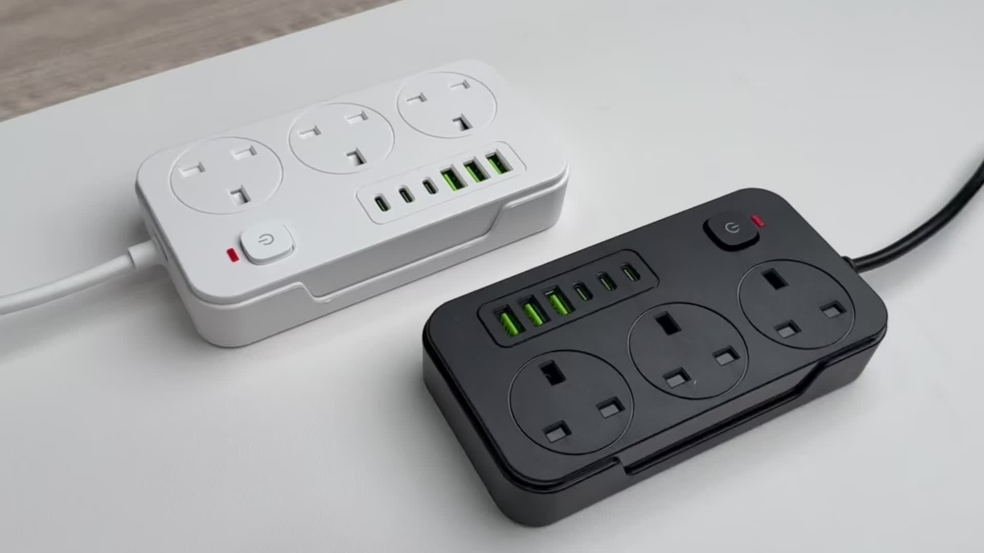 9 in 1 Surge Protected Power Socket 2M Cable 6 USB Ports