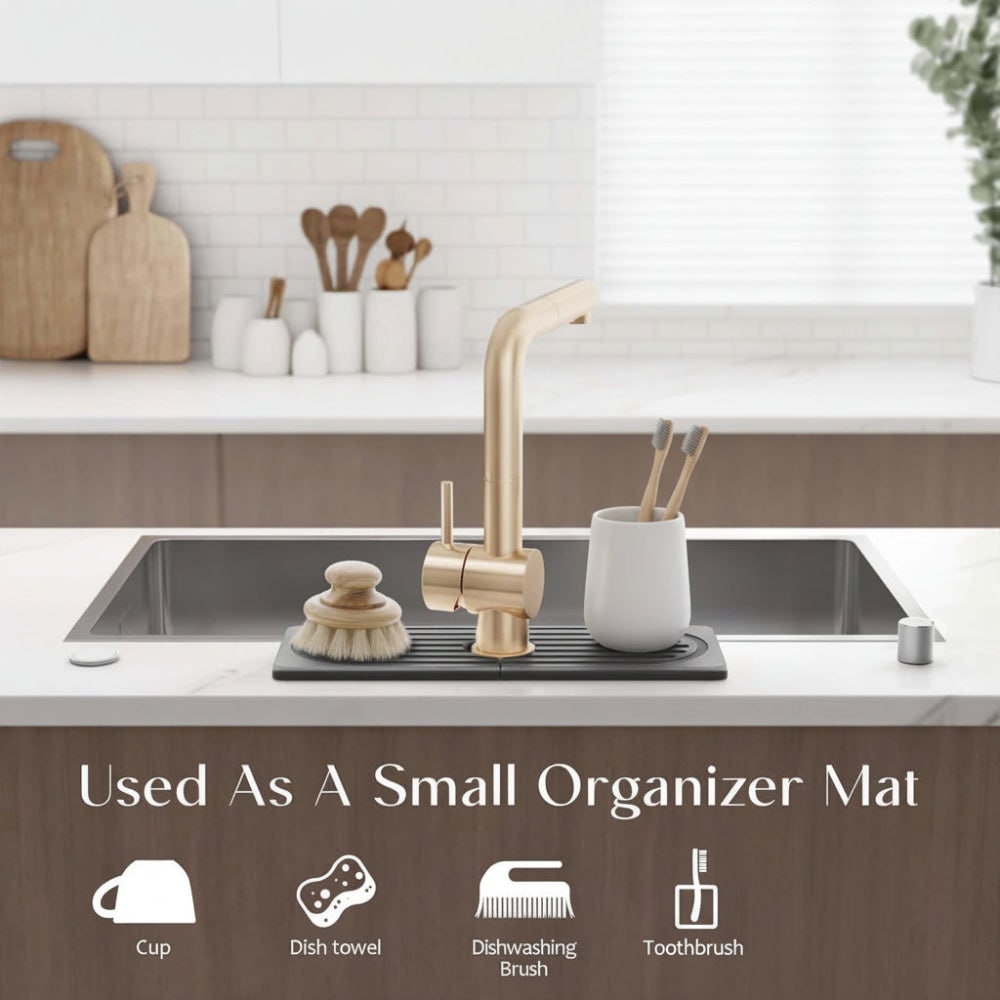 Faucet Splash Guard Mat with Absorbent Diatomite Stone for Kitchen Sink - Image 5