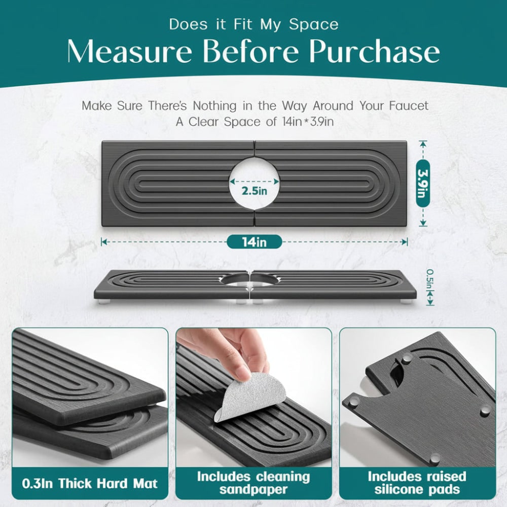 Faucet Splash Guard Mat with Absorbent Diatomite Stone for Kitchen Sink - Image 8