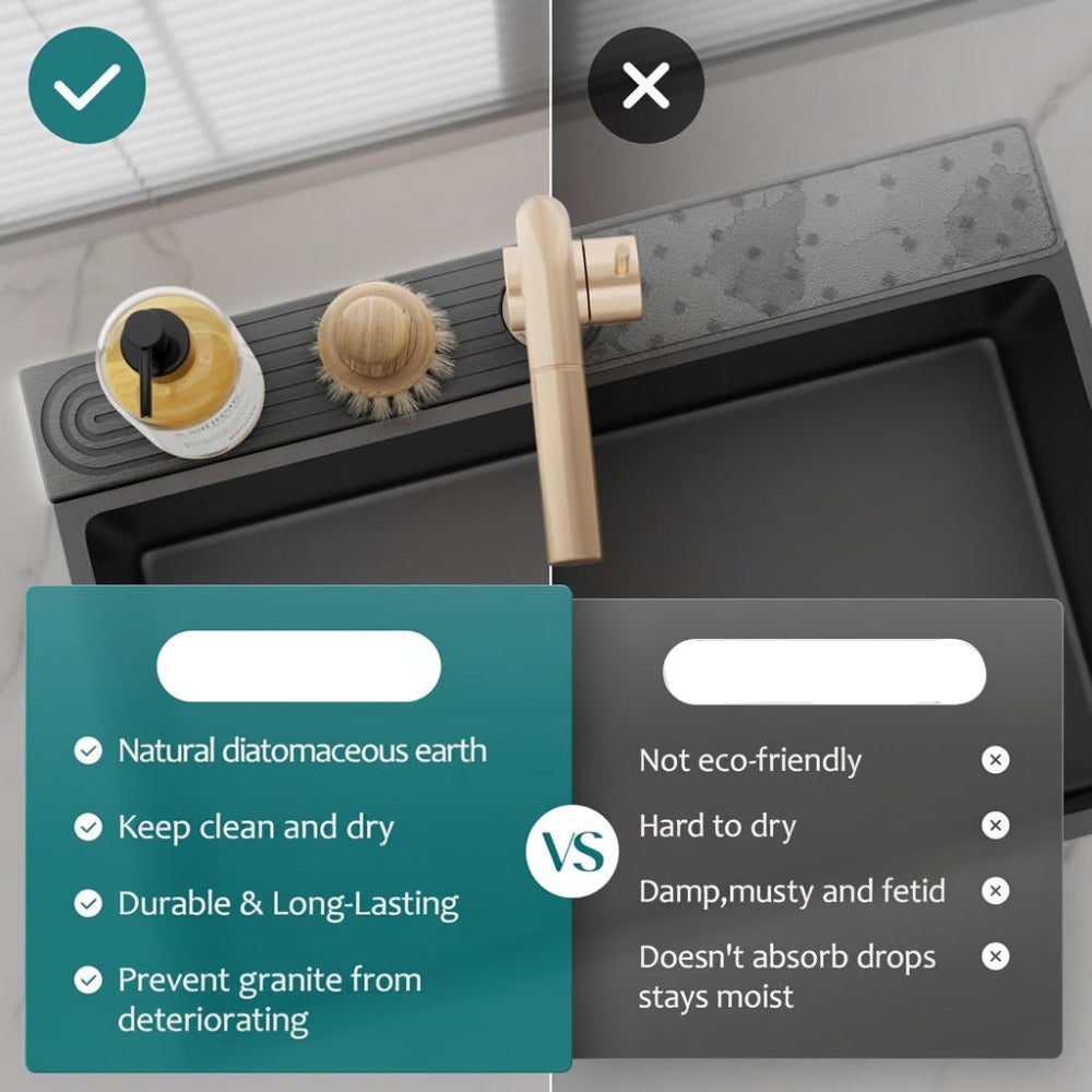 Faucet Splash Guard Mat with Absorbent Diatomite Stone for Kitchen Sink - Image 9