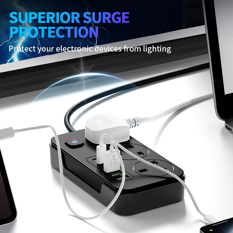 9 in 1 Surge Protected Power Socket 2M Cable 6 USB Ports