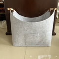 Felt Storage Basket with Wooden Handles and Leather Straps for Firewood - Image 2
