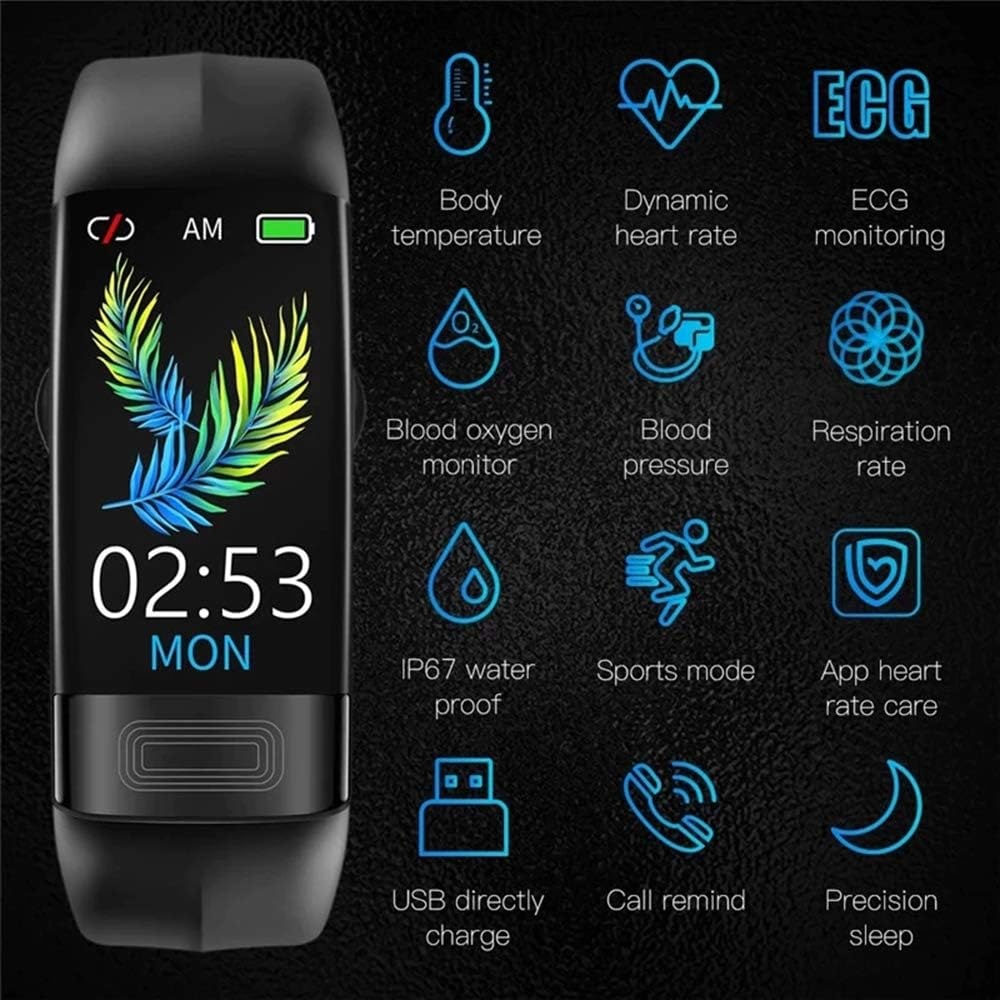 Fitness Tracker Heart Rate Monitor Wearable Health Silicone Adjustable Ecg - Image 2