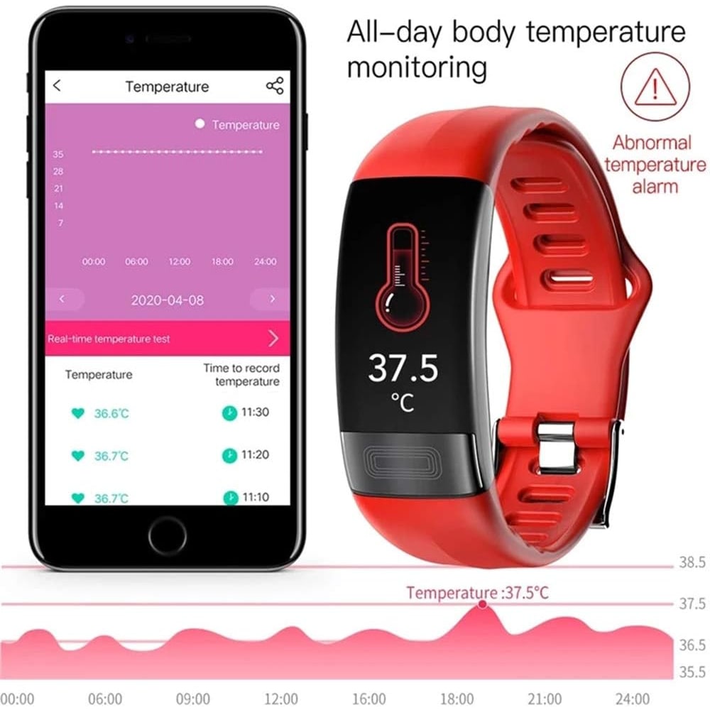 Fitness Tracker Heart Rate Monitor Wearable Health Silicone Adjustable Ecg - Image 6