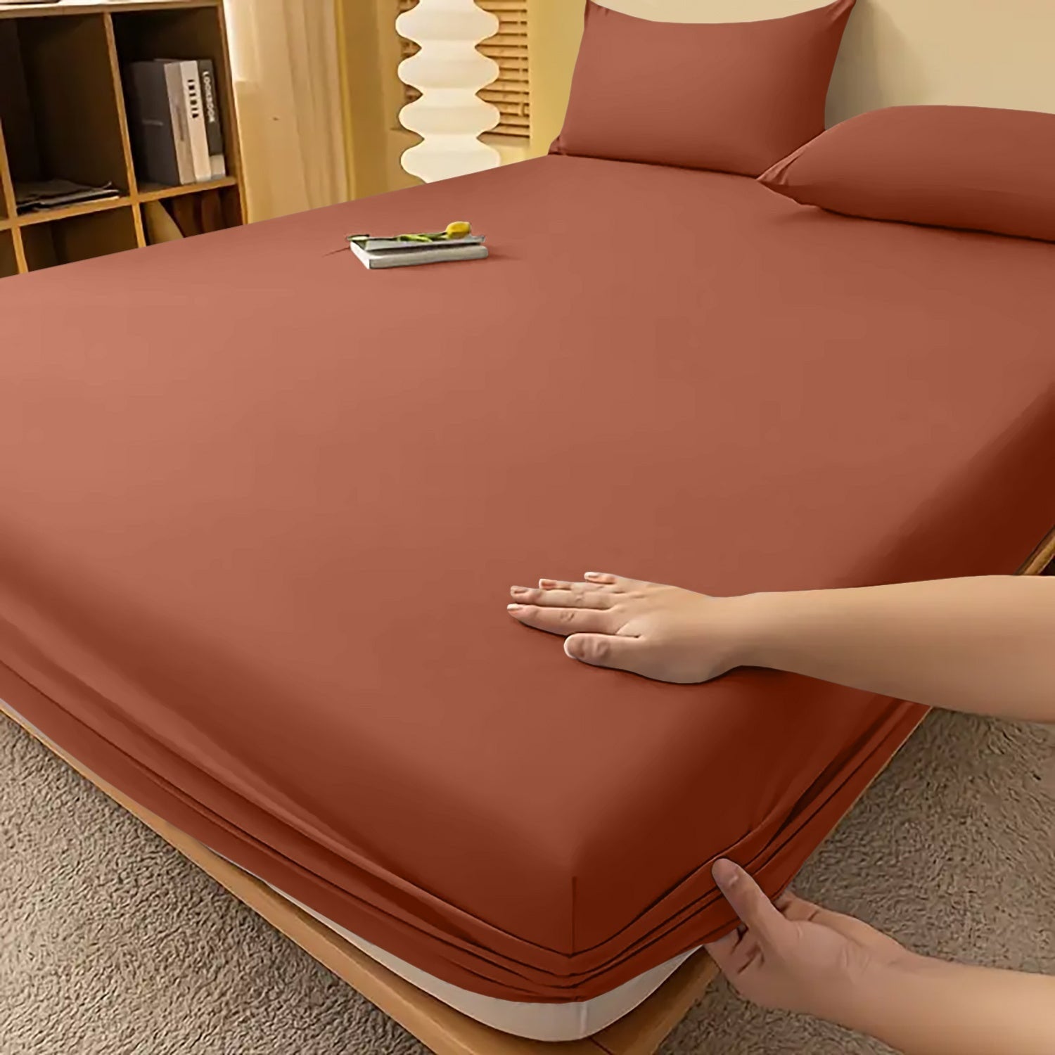 Fitted Bed Sheet Egyptian Cotton with Extra Deep Pocket and Cooling Technology Twin Set - Image 11