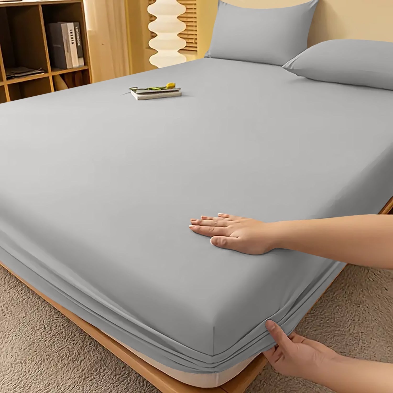 Fitted Bed Sheet Egyptian Cotton with Extra Deep Pocket and Cooling Technology Twin Set - Image 35