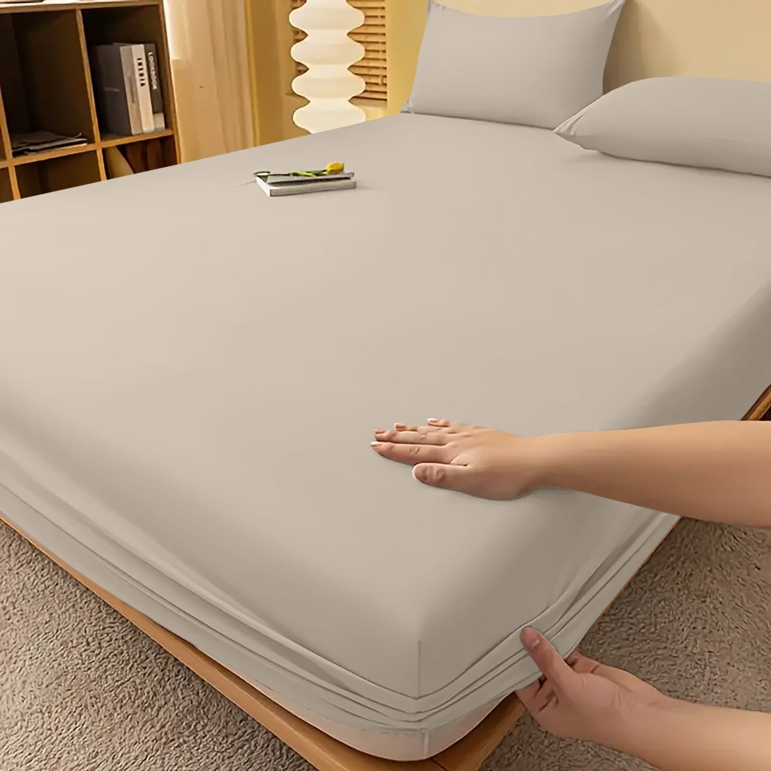 Fitted Bed Sheet Egyptian Cotton with Extra Deep Pocket and Cooling Technology Twin Set - Image 38