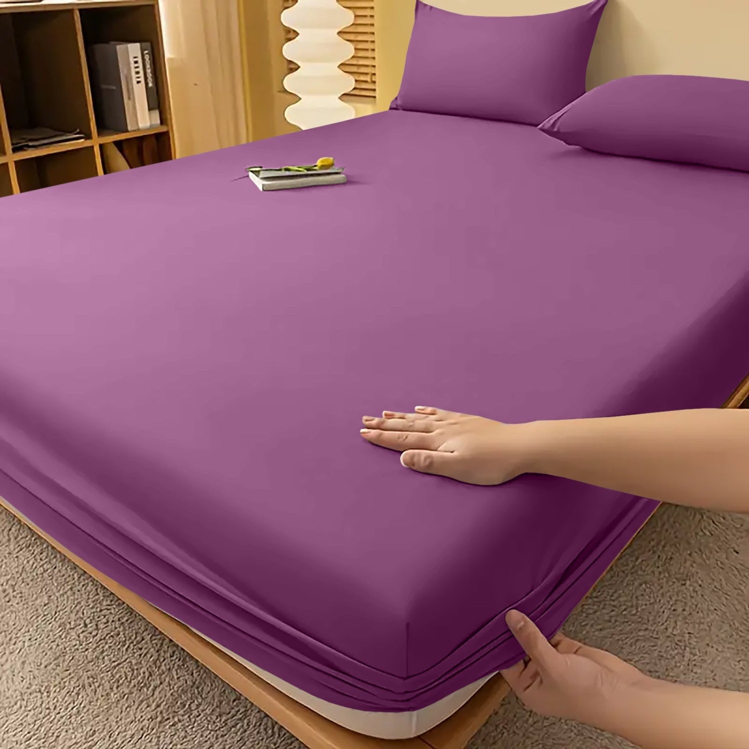 Fitted Bed Sheet Egyptian Cotton with Extra Deep Pocket and Cooling Technology Twin Set - Image 42