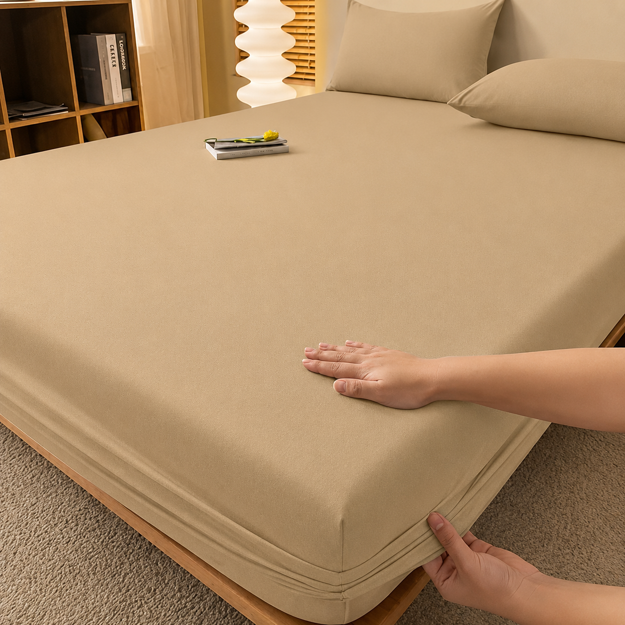 Fitted Bed Sheet Egyptian Cotton with Extra Deep Pocket and Cooling Technology Twin Set - Image 51