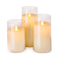 Flameless LED Candlesticks Battery Operated with Glass Holders Set of Three Pillar Candles - Image 4