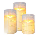Flameless LED Candlesticks Battery Operated with Glass Holders Set of Three Pillar Candles - Image 5