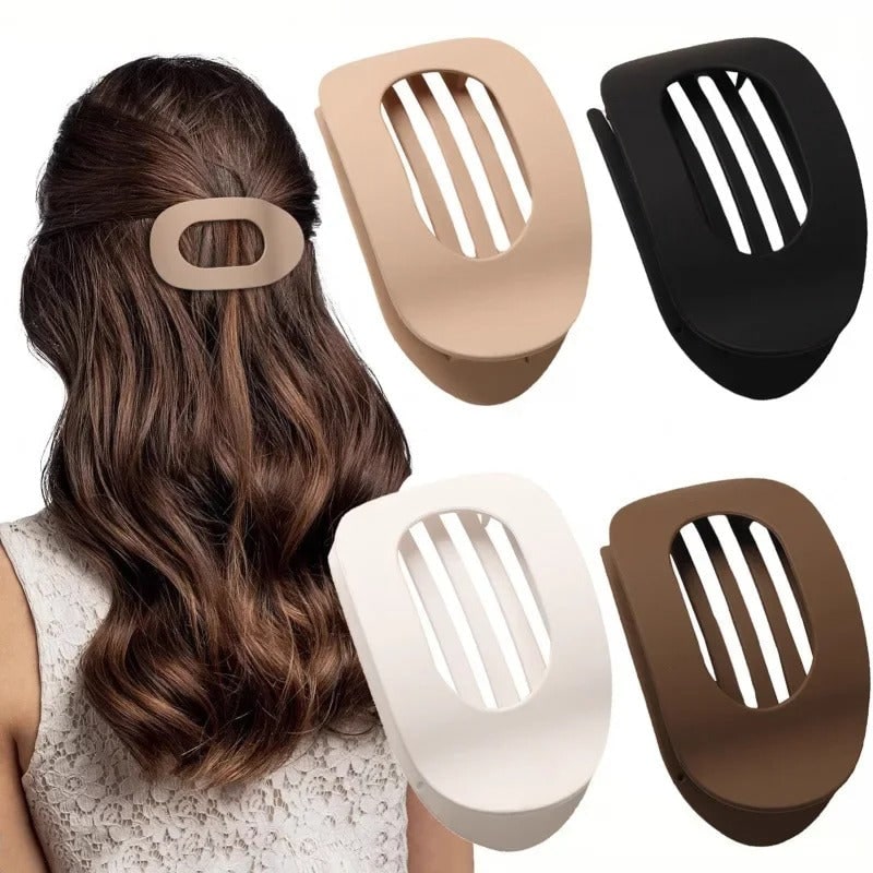 Flat Claw Hair Clip with Matte Finish and Ergonomic Curved Design - Image 2