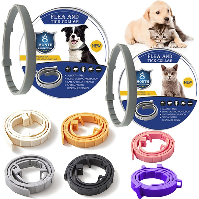 Flea Collar for Cats and Dogs with Natural Ingredients and Adjustable Silicone Strap - Image 1
