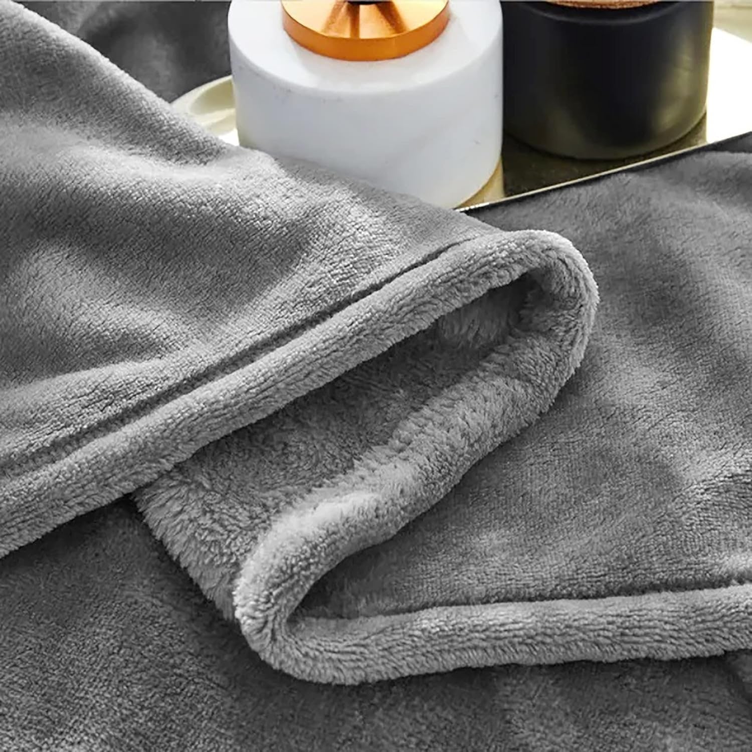 Fleece Throw Blanket with Faux Fur for Sofa and Couch Lightweight Soft Plush Wool - Image 1
