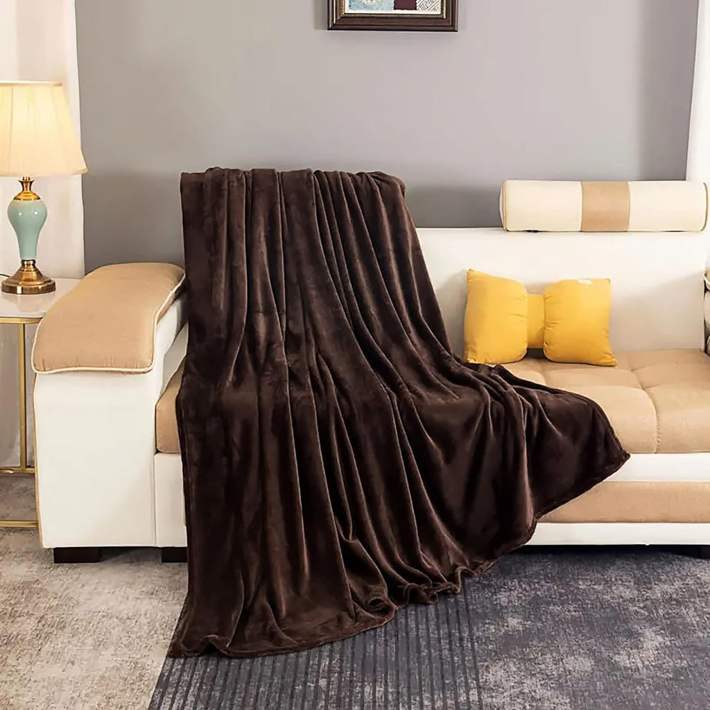 Fleece Throw Blanket with Faux Fur for Sofa and Couch Lightweight Soft Plush Wool - Image 3