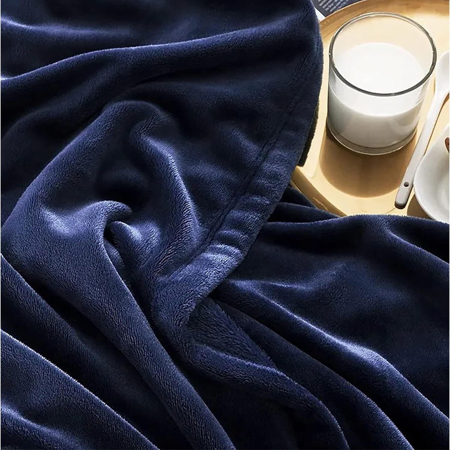 Fleece Throw Blanket with Faux Fur for Sofa and Couch Lightweight Soft Plush Wool - Image 5