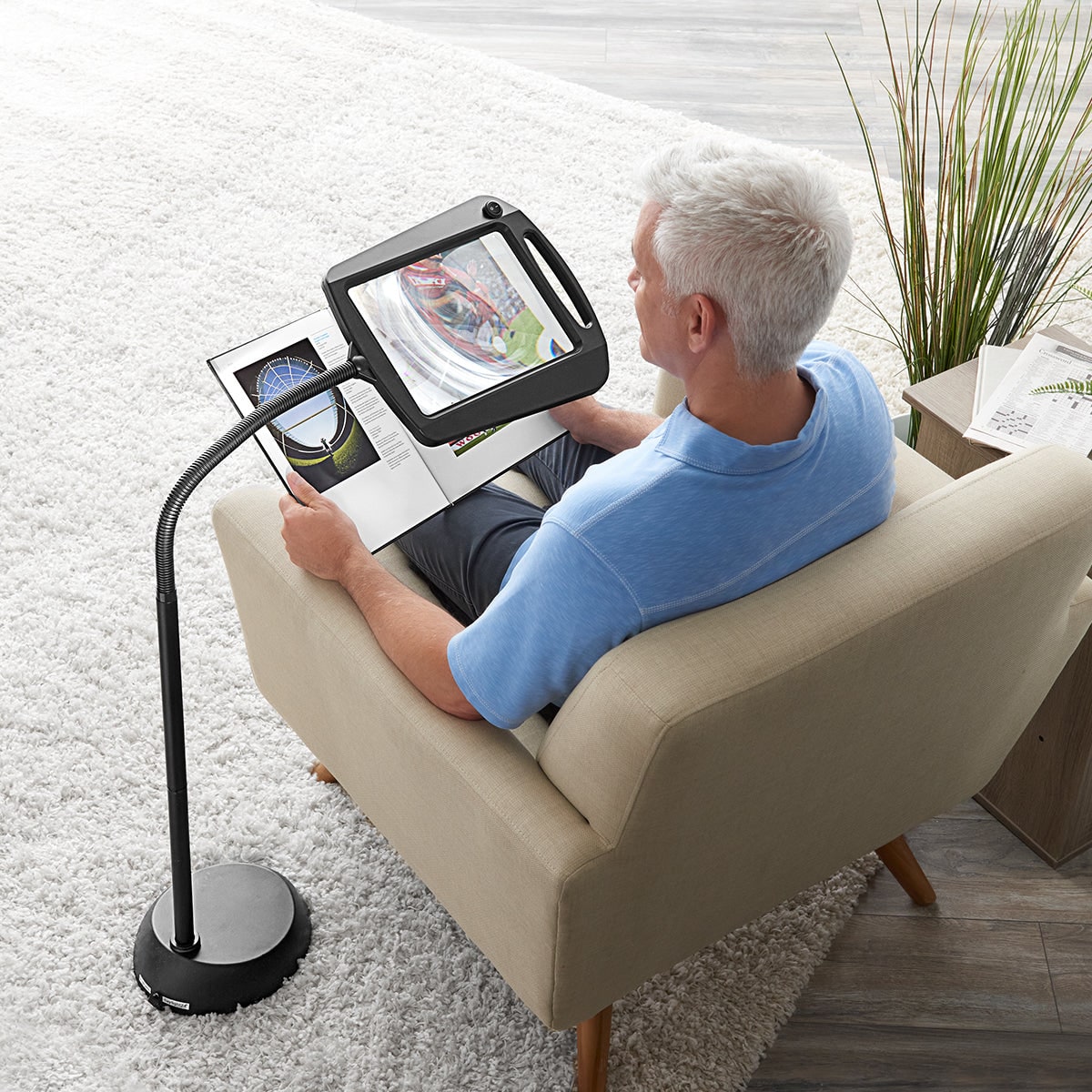 Floor Lamp Magnifying LED Adjustable Gooseneck Reading Crafts - Image 1