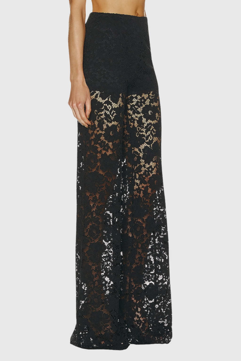 Floral Lace Tailored Blazer and Wide Leg Trousers Two-Piece Set — alternative angle