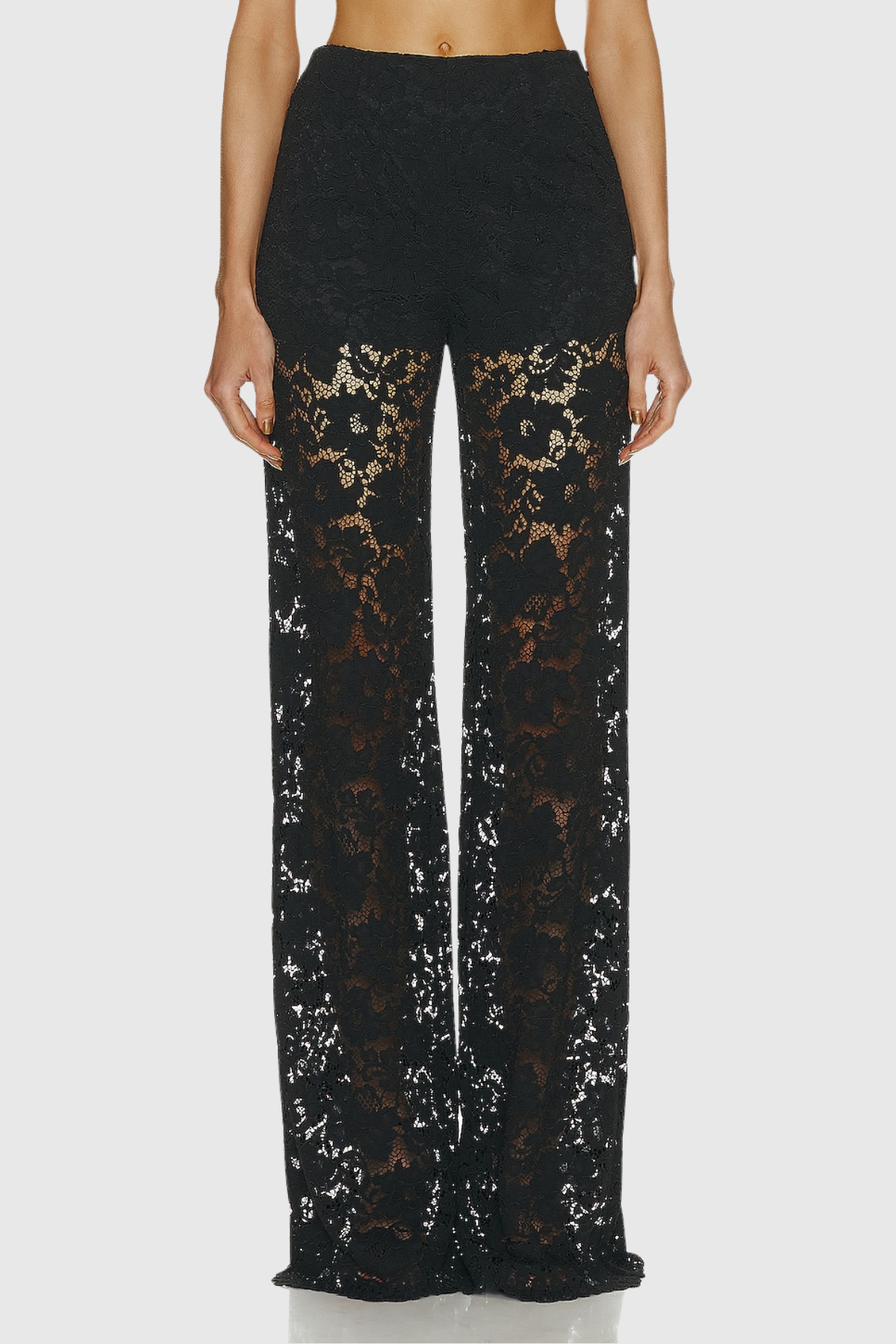 Floral Lace Tailored Blazer and Wide Leg Trousers Two-Piece Set — close-up
