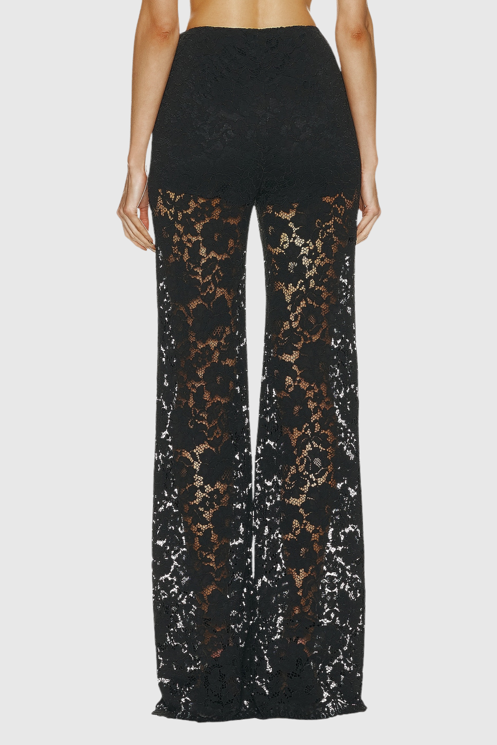 Floral Lace Tailored Blazer and Wide Leg Trousers Two-Piece Set — styling detail