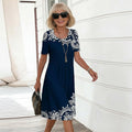 Floral Print Short Sleeve A-Line Dress for Women