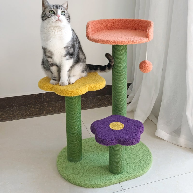 Flower Cat Tree and Towers Multi-Level Large with Sisal Scratch Posts Modern Furniture - Image 1