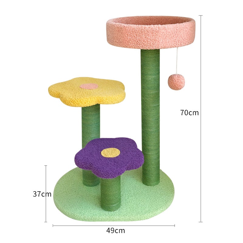 Flower Cat Tree and Towers Multi-Level Large with Sisal Scratch Posts Modern Furniture - Image 2
