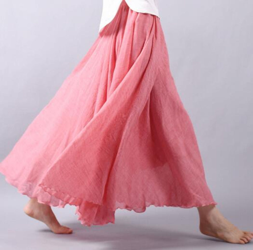 Flowy Chiffon High-Waist Summer Maxi Skirt — model wearing