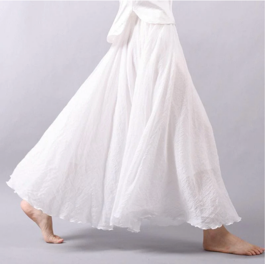 Flowy Chiffon High-Waist Summer Maxi Skirt — side view