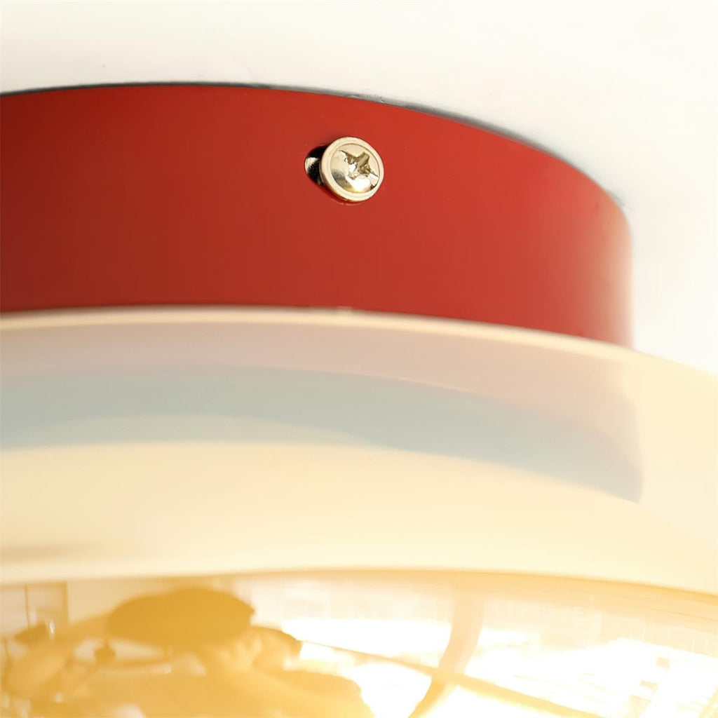 Flush Mount Ceiling Light LED Glass Shade Amber Rounded Saucer - Image 10