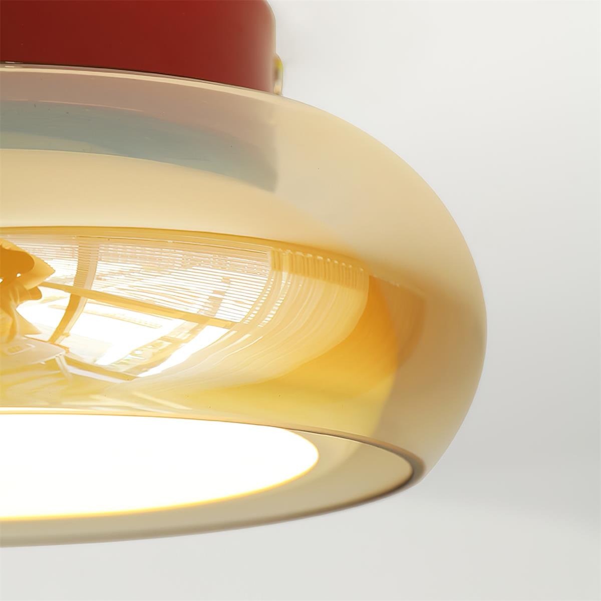 Flush Mount Ceiling Light LED Glass Shade Amber Rounded Saucer - Image 12