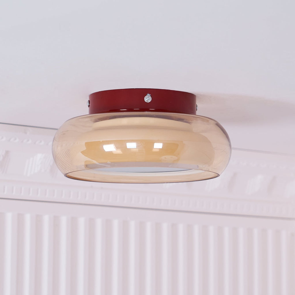 Flush Mount Ceiling Light LED Glass Shade Amber Rounded Saucer - Image 13
