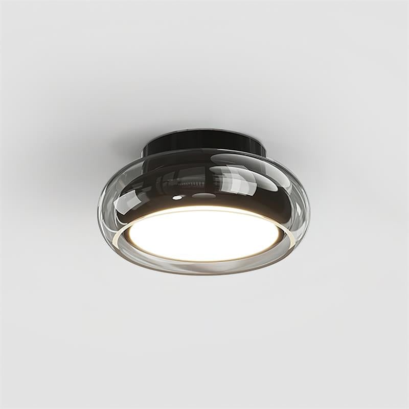 Flush Mount Ceiling Light LED Glass Shade Amber Rounded Saucer - Image 17