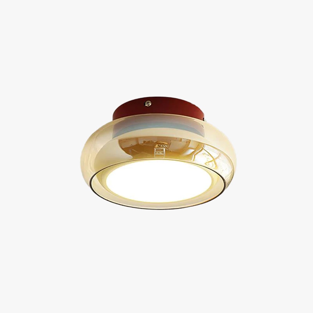 Flush Mount Ceiling Light LED Glass Shade Amber Rounded Saucer - Image 18