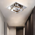 Flush Mount Ceiling Light with Crystal Rings and LED Square Low Profile Bedroom - Image 1