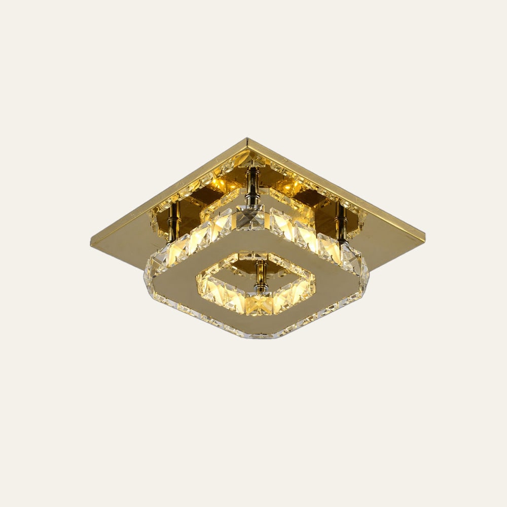 Flush Mount Ceiling Light with Crystal Rings and LED Square Low Profile Bedroom - Image 10
