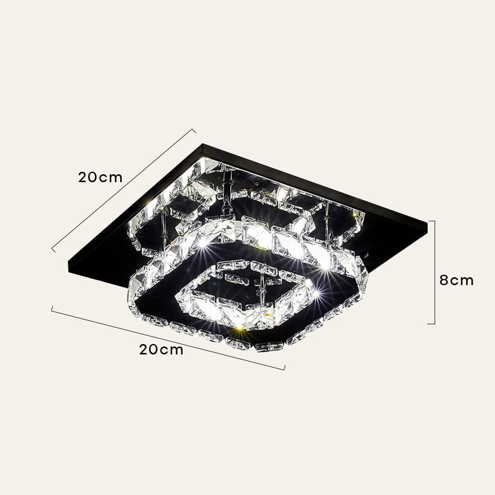 Flush Mount Ceiling Light with Crystal Rings and LED Square Low Profile Bedroom - Image 13