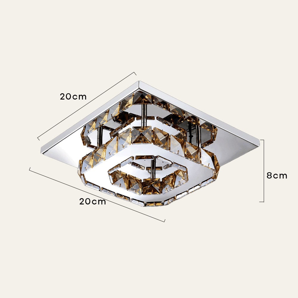 Flush Mount Ceiling Light with Crystal Rings and LED Square Low Profile Bedroom - Image 3