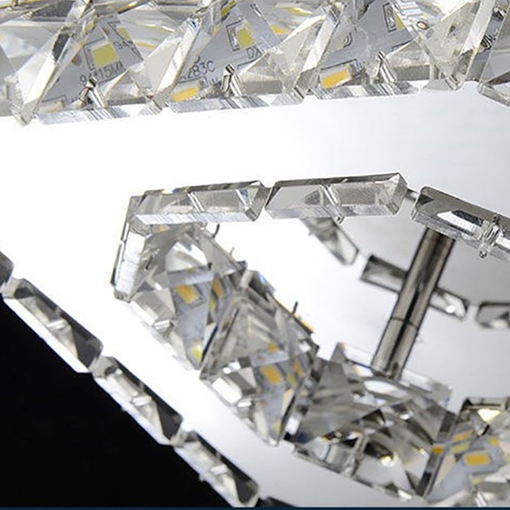 Flush Mount Ceiling Light with Crystal Rings and LED Square Low Profile Bedroom - Image 6