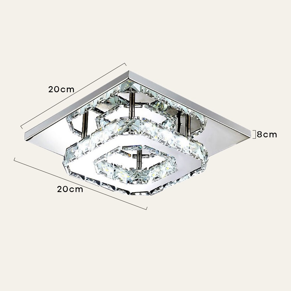 Flush Mount Ceiling Light with Crystal Rings and LED Square Low Profile Bedroom - Image 7