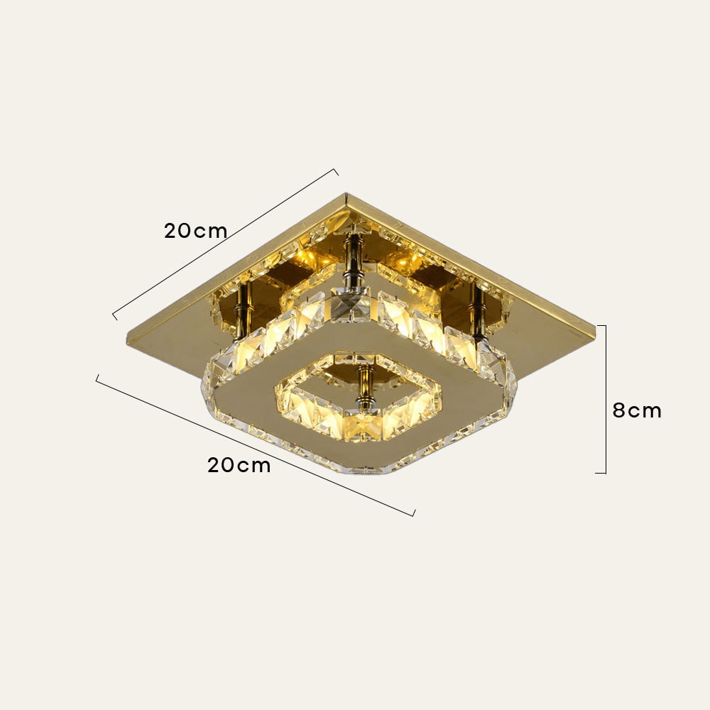 Flush Mount Ceiling Light with Crystal Rings and LED Square Low Profile Bedroom - Image 9