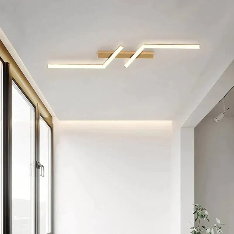 Flush Mount Linear Ceiling Light Fixture with Remote Control and Geometric Design - Image 3