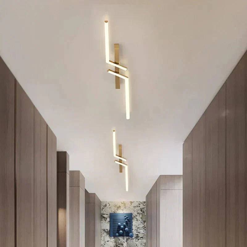 Flush Mount Linear Ceiling Light Fixture with Remote Control and Geometric Design - Image 4